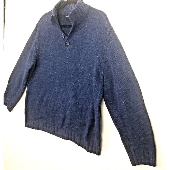 Nautica Wool Blend 1/4 Button Pullover Knit Sweater‎ Navy white Speckle Men's XL - Picture 3 of 11